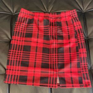Girls Red Plaid Mini Skirt